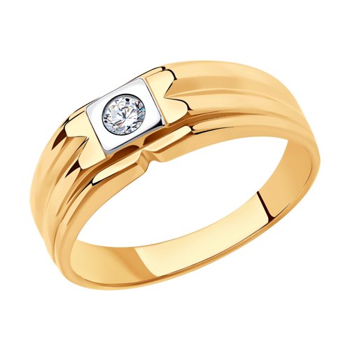 Кольцо, золото, фианит, 018473